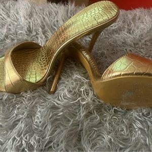 Gold Croc Mules